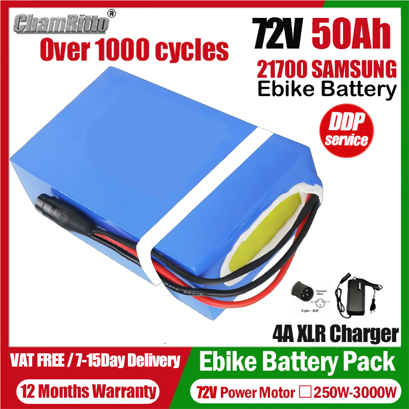 72V 50Ah 21700 Lithium Battery - Bicicleta Eléctrica 72V Cham-Rider 84V 3000W