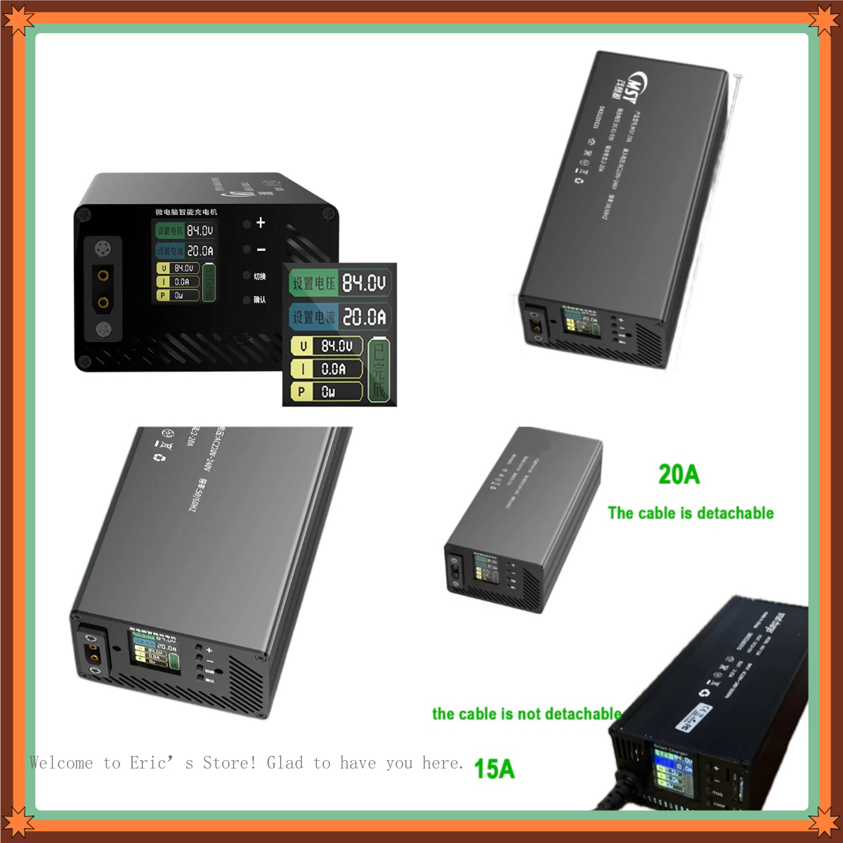84V 20A Smart Charger - Cargador ajustable de 10-93V 2-30A 50.4V