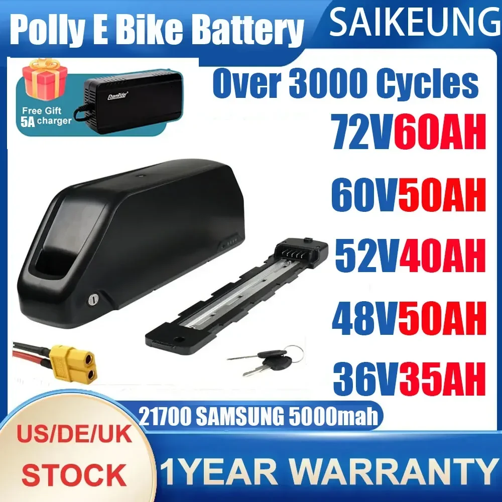 72V 50Ah 21700 Lithium Battery - Batería de bicicleta eléctrica Downtube Hailong