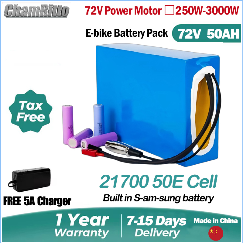 72V 50Ah 21700 Lithium Battery - Batería de Litio para Bicicleta Eléctrica