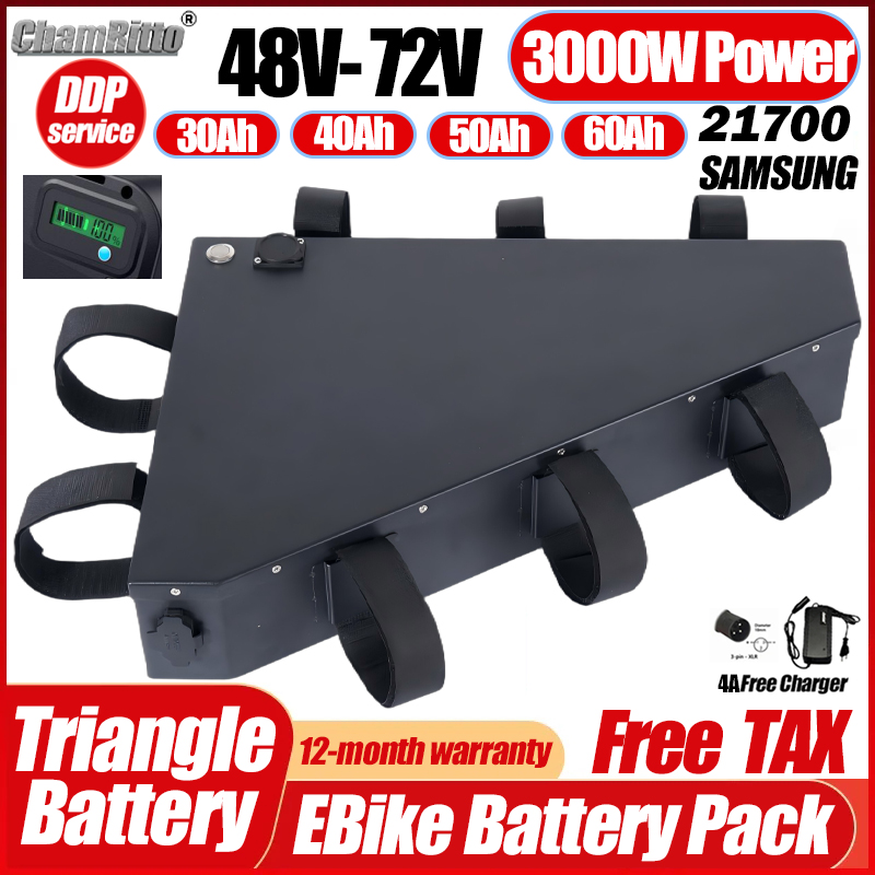 72V 50Ah 21700 Lithium Battery - Bicicleta eléctrica 36v 48v 52v 2000w